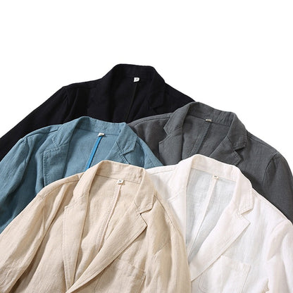 2024 Retro Cotton Linen Men Blazer Coat Beach Wedding Party Suit Spring Summer Fashion Male Formal Business Slim Suit Jacket