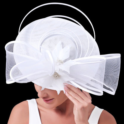 Chapéus Fascinators Femininos Multimodais com Laço de Flor Imitação Chapéu Noiva Derby Pillbox Casamento Acessórios de Cabelo