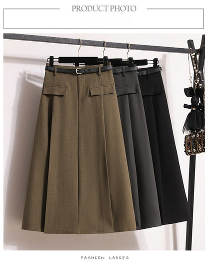 Women's Solid Simplicity Casual Chic Skirt Plus Size Suit Skirts Autumn Winter Fashion New A-line Temperament Large Size Skirt