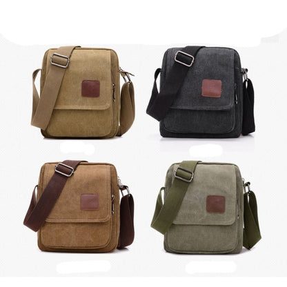 Vintage Canvas Men Crossbody Bag Anti-theft Large Capacity Outdoor Small Bag Wear-resistant Business Cashier Wallet Shoulder Bag