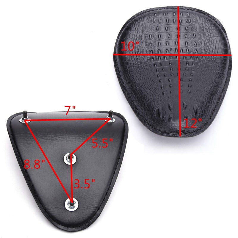 Banco Solo de Couro com Estampa de Jacaré Retrô para Motocicleta Harley Chopper Bobber Honda Yamaha Xs650 Marrom/Preto