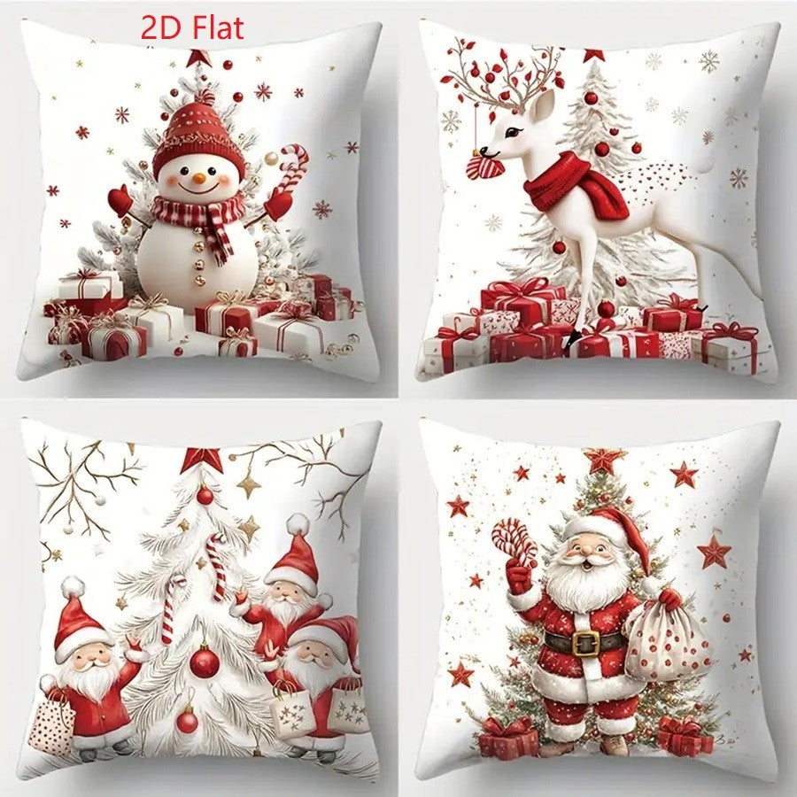 1pcs 2D Christmas Pillow Cover Xmas Party Decoration 2025 Xmas Holiday Santa Claus Pillow Cover Navidad Natal New Year Gift 2026