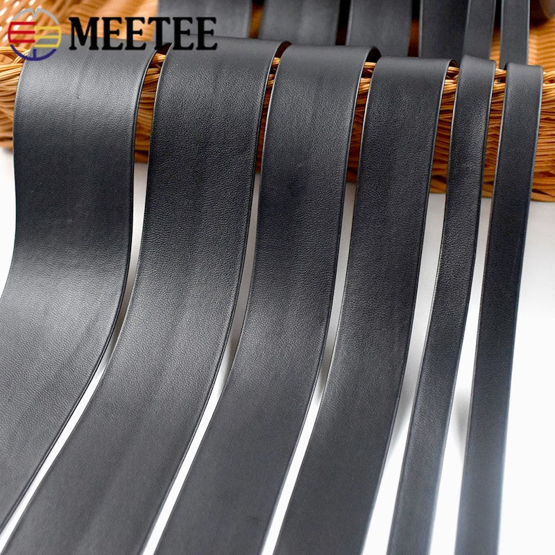 5Meters 3-50mm Black PU Leather Cords Soft Ribbon Band Bag Strap Webbing Necklace Jewelry Decor Tape DIY Sewing Accessories