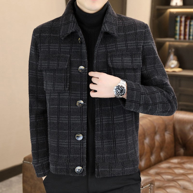 2023 Winter Plaid Woolen Jackets Men Fashion Slim Fit Thickened and Warm Trench Coat Casual Business Streetwear Overcoat M-4XL