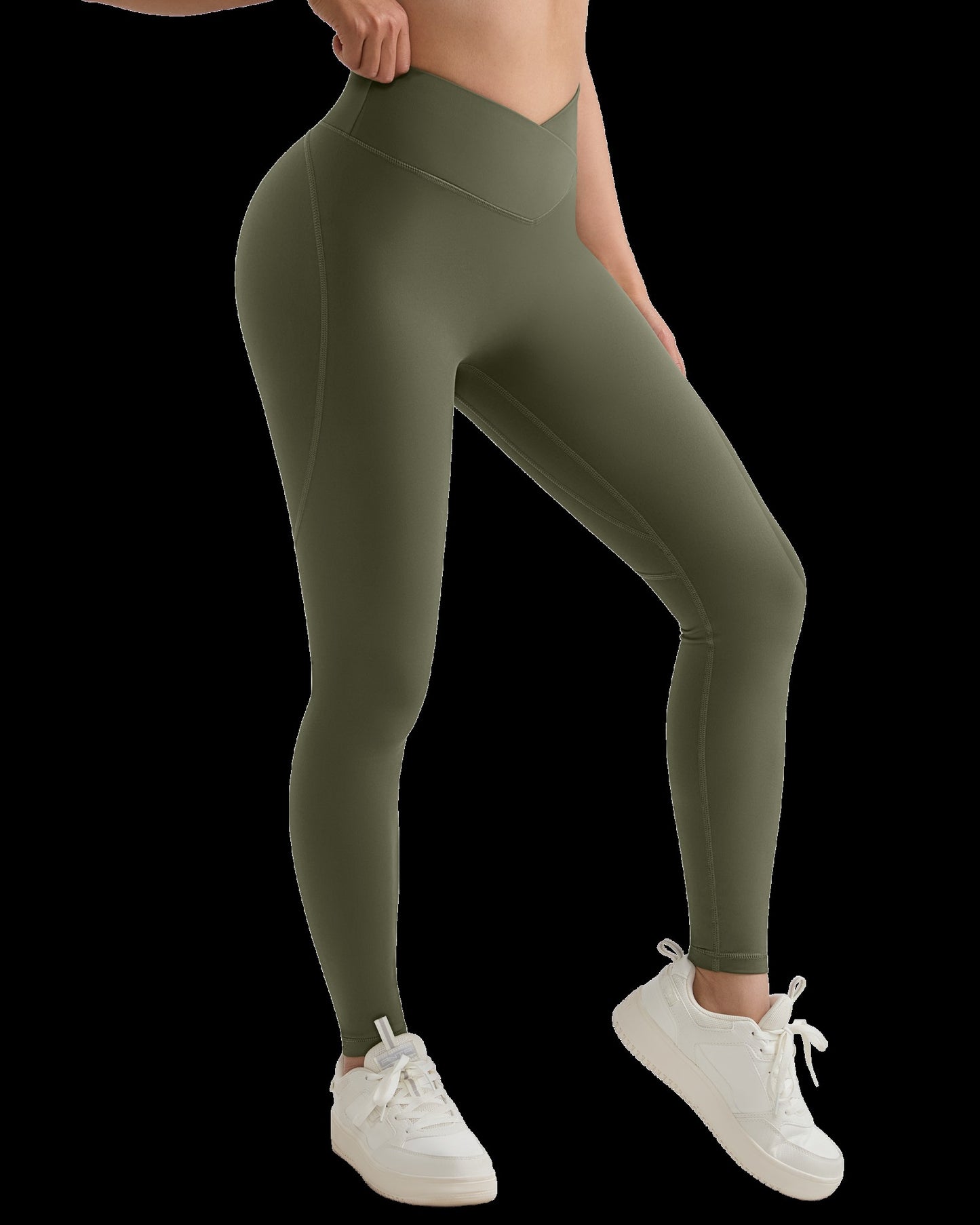 Women V Cross Waist Butt Lifting Leggings with Pockets High Waist Yoga Pants Workout Running Gym Fitness Sports Leggings Female