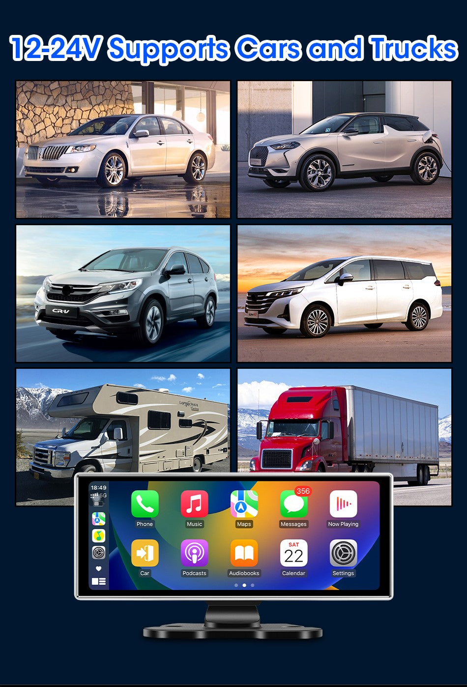 Câmera Veicular 10/11.26 polegadas 4K DVR Automotivo Sem Fio Carplay & Android Auto GPS Navegação Gravador de Vídeo Painel Dupla Lente Wifi FM AUX
