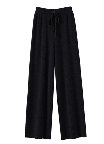 Women's High waisted warm knit wide leg straight leg pants for women, solid color loose wide leg pants