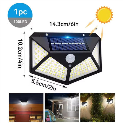 100LED Solar Flood Lights 3 Modes Outdoor Solar Motion Security Solar Light Waterproof for Garden Patio Garage Wall Light