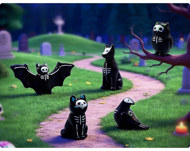 10-100pcs Halloween Mini Funny Ghost Owl Bat Figurine Desktop Decoration DIY Accessories Resin Micro Landscape Home Decorations