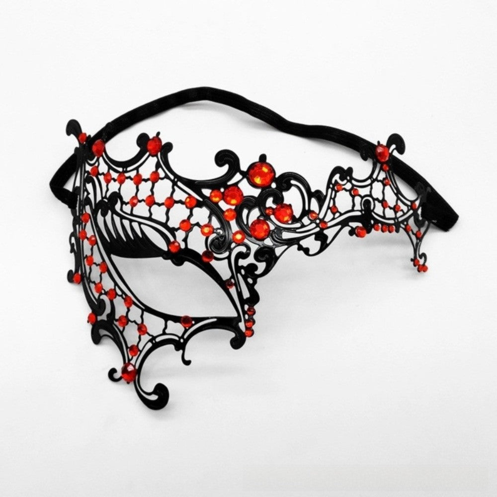 New Vintage Half Face Mask Lace Metal Elastic Bands Masquerade Party Mask Hollowed-out Diamond Inlaid Princess Mask