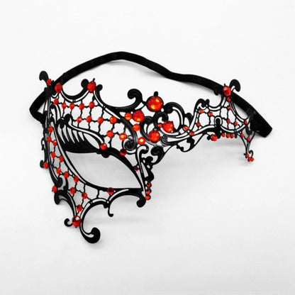 New Vintage Half Face Mask Lace Metal Elastic Bands Masquerade Party Mask Hollowed-out Diamond Inlaid Princess Mask
