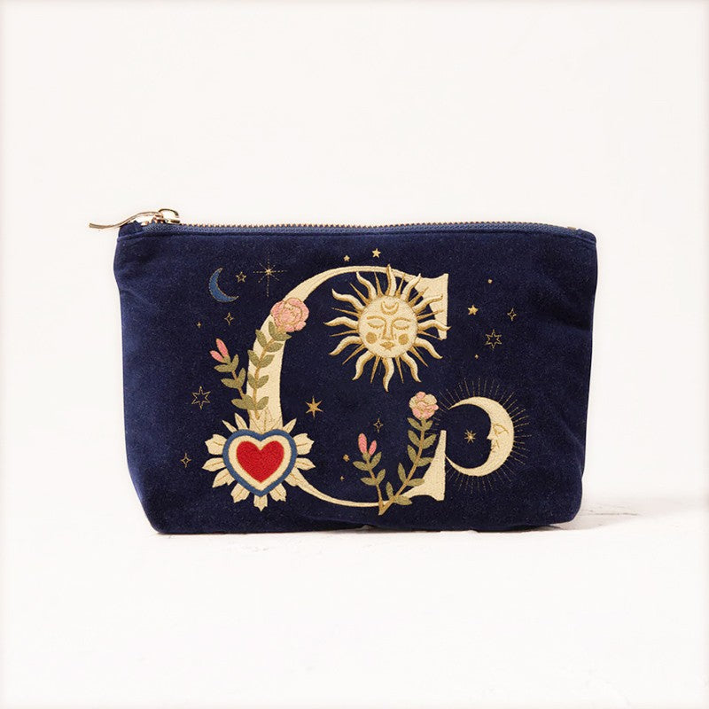 Velvet Handbag Vintage Printed Letter Pattern Makeup Bag