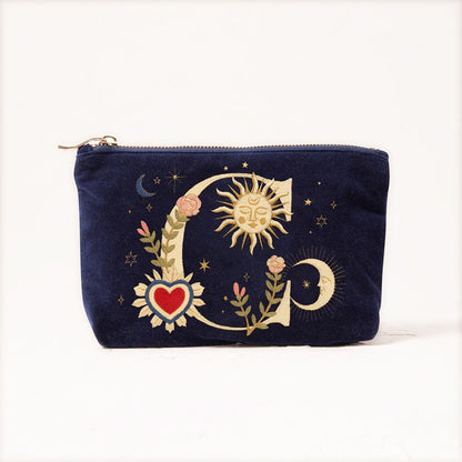 Velvet Handbag Vintage Printed Letter Pattern Makeup Bag