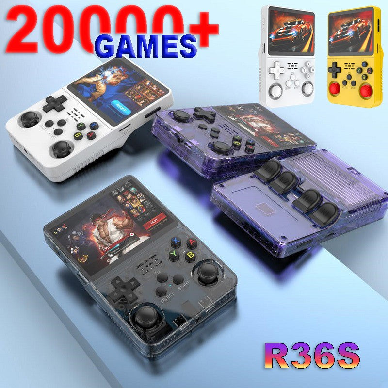 Console de Videogame Portátil Retrô R36S Sistema ARKOS Tela IPS de 3,5 Polegadas Clássico Player de Vídeo Portátil de Bolso Presente de 128G com Jogos