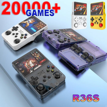 Console de Videogame Portátil Retrô R36S Sistema ARKOS Tela IPS de 3,5 Polegadas Clássico Player de Vídeo Portátil de Bolso Presente de 128G com Jogos