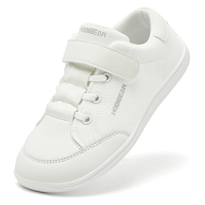 HOBIBEAR Kids Wide Toe Barefoot Shoes Boys Girls  Minimalist Sneakers Lightweight Hook Loop Mesh Artificial Leather Shoes