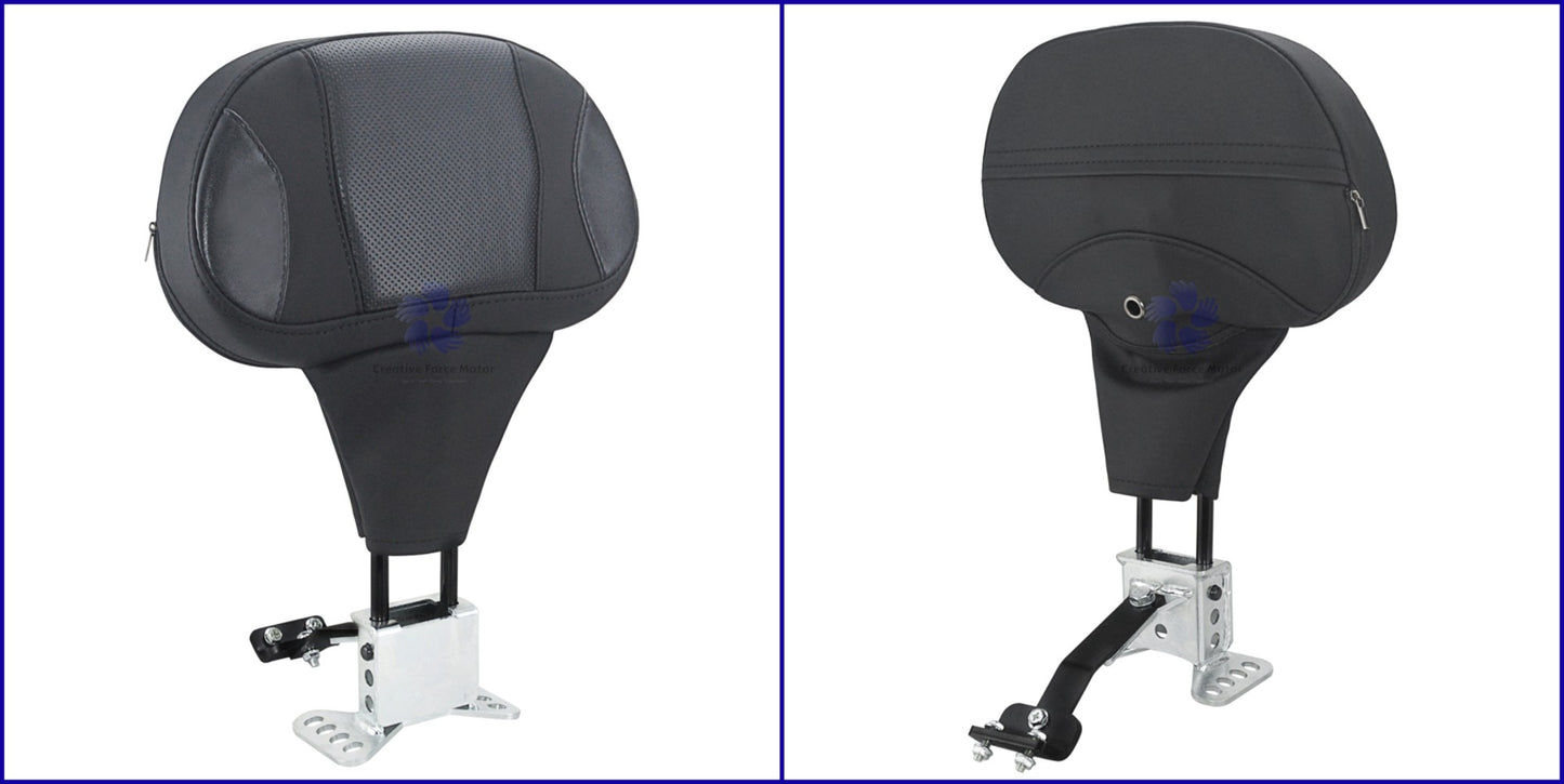 Almofada Encosto de Piloto Ajustável para Motocicleta com Suporte de Montagem para Harley Touring CVO Road King Electra Street Glide FLTRX 09-24