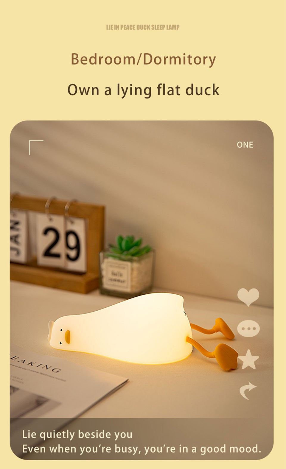 Duck Nightlights Led Night Light Duckling Rechargeable Lamp USB Cartoon Silicone Children Kid Bedroom Decoration Birthday Gift