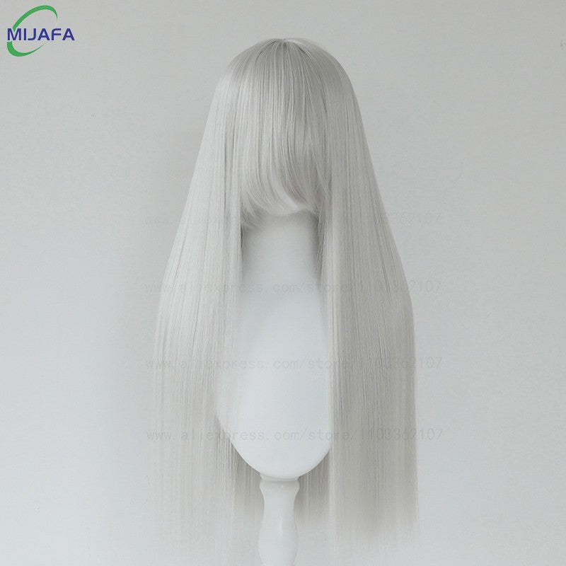 Peruca de Cosplay Longa e Lisa de Altíssima Qualidade, 400g, 48 Cores, 60cm, com Franja, Resistente ao Calor, Perucas Anime + Touca de Peruca