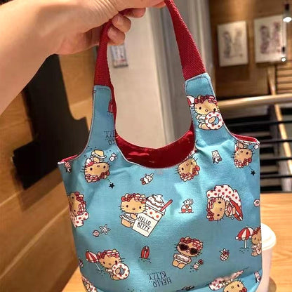 Hawaii Vacation Beach Cat Storage Bag Kawaii Japanese Charm Cat Storage Bag Shopping Bag Portable Decorative Birthday Gift