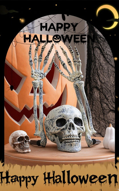 Decorações de Halloween para Casa Crânio Esqueleto Adereços de Terror para Exterior Caveira e Mãos Realistas para Jardim Brincadeiras Festas e Suprimentos