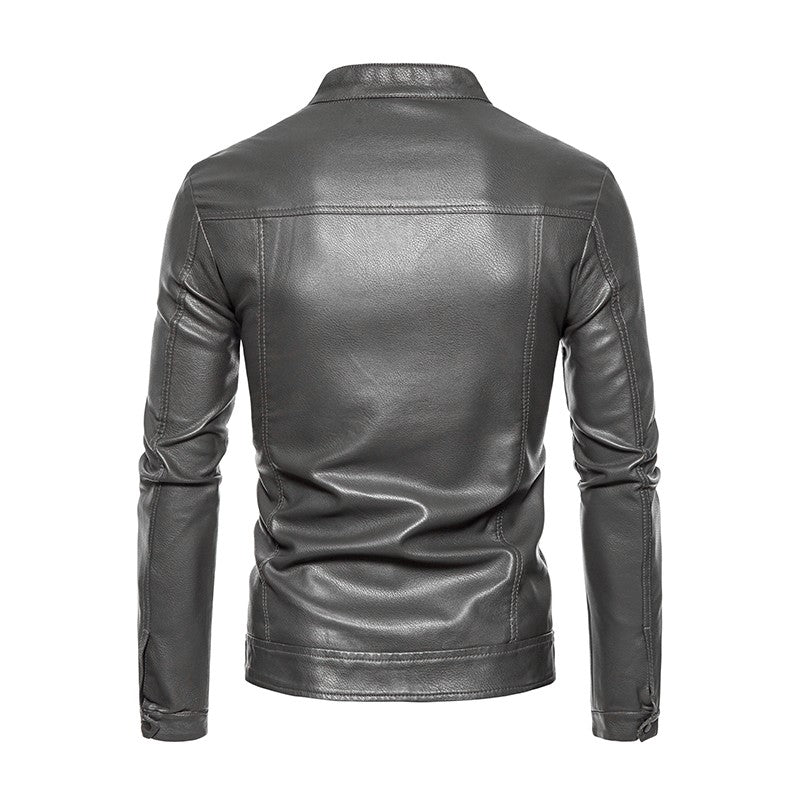 Faux Leather Jacket Men High Quality Casual Motorcycle Windbreaker Stand Collar New Fashion Wool Liner PU Coat Streetwear