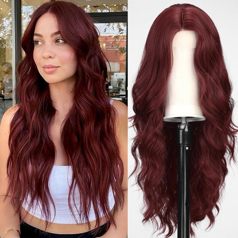 Red Synthetic Wigs Long Body Wavy Wig Natural Hairline Daily Red Hair Heat Resistant Fiber Smooth Party Cosplay Wig