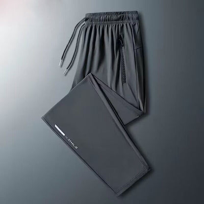 Calça Casual de Seda Gelo para o Verão Fina Solta de Secagem Rápida Elástica Respirável Calça Esportiva Calça Jogger Camisa de Academia Masculina de Futebol Rápido Masculina