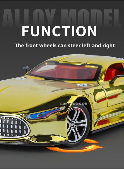 1:24 Visão GT 300SL Carro Esportivo Modelo Liga Fundida Brinquedos Som Luz Puxar para Trás Portas Abertas Veículos Miniatura Presentes para Crianças