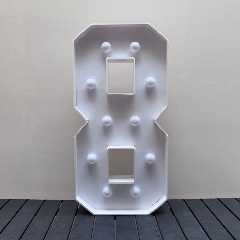 1/2 Pc 73cm/28.7inch Light Up Digital Marquee Frame White Lights KT Board Number 0-9 KT Board With Bracket Party Decorative