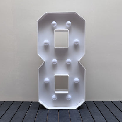 1/2 Pc 73cm/28.7inch Light Up Digital Marquee Frame White Lights KT Board Number 0-9 KT Board With Bracket Party Decorative