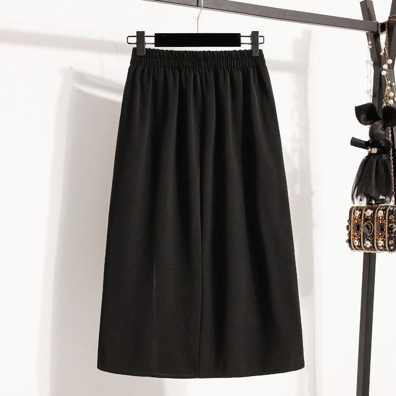 2025 Plus Size Elegant Asymmetrical Slit Skirts Autumn Winter Mid-Length A-Line Skirt Women's High Waist Oversized Suit Skirts