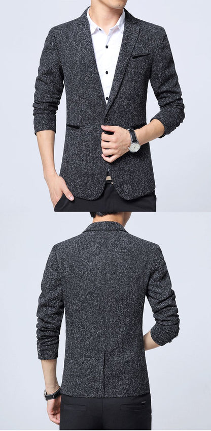 2024 Autumn New Men's Suit Jacket Solid Color Slim Fit Fashionable Business Dress Jacket Classic Men Social Dress Jacket Blazers