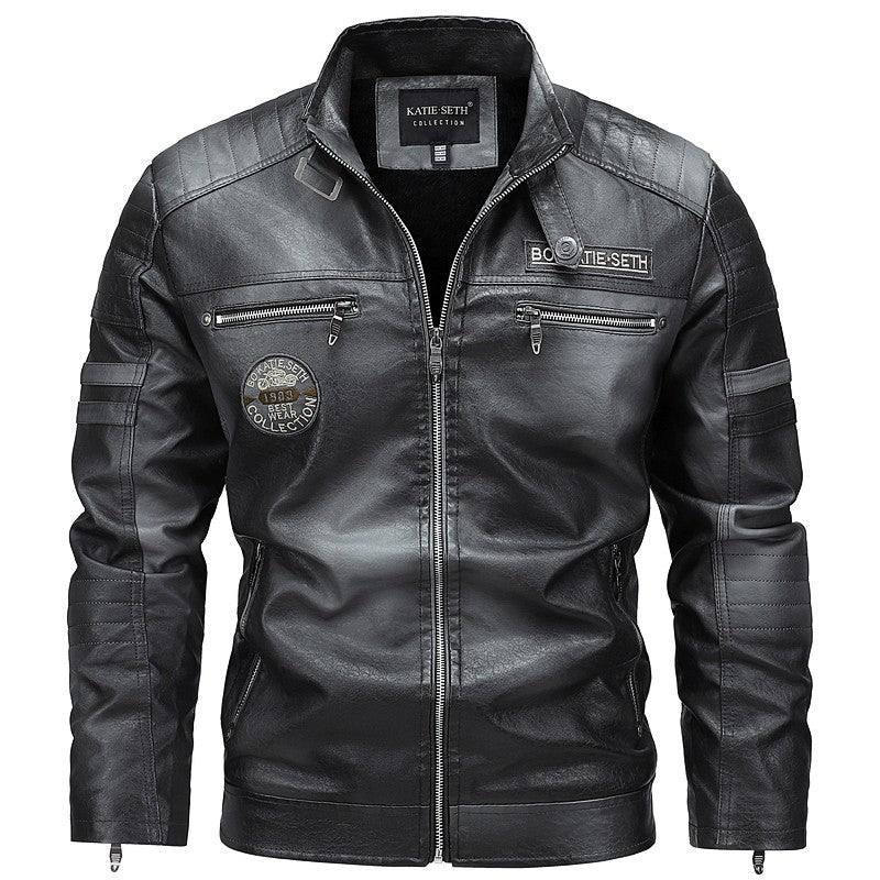 Quality New Male Casual Leather Jackets 7XL Autumn Winter Men Stand Collar Motorcycle Leather Jackets Vintage Leather Coat