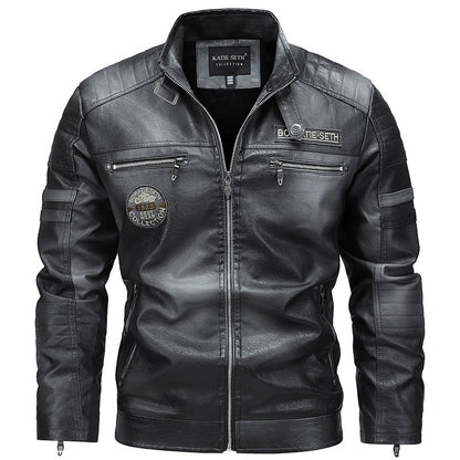Quality New Male Casual Leather Jackets 7XL Autumn Winter Men Stand Collar Motorcycle Leather Jackets Vintage Leather Coat