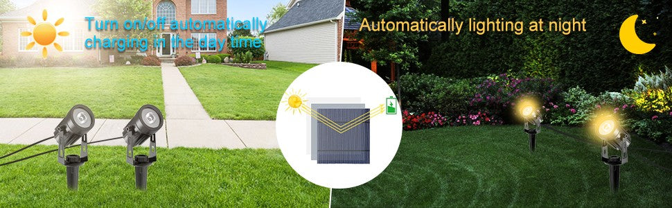 Solar Powered Spotlight IP65 Solar LED Light Outdoor Landscape Yard Garden Tree Separately Lamp Aluminum Anti Rust Solar Lamp