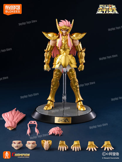 Original Blokees Saint Seiya Aquário Camoo Boneco Articulado Cisne Glacier Kit Modelo de Montagem Brinquedo Nível Campeão Novo Lançamento