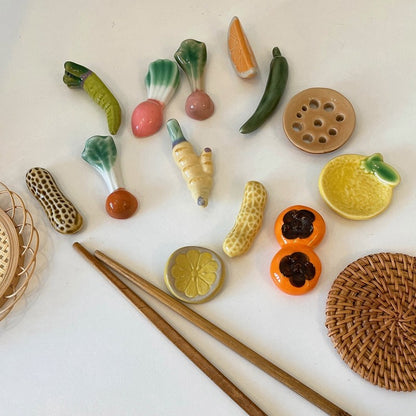 Suporte para Hashi Estilo Japonês Cerâmica Descanso de Hashi Formato de Frutas e Vegetais Garfo Prateleira Utensílios de Cozinha Decoração de Mesa de Jantar