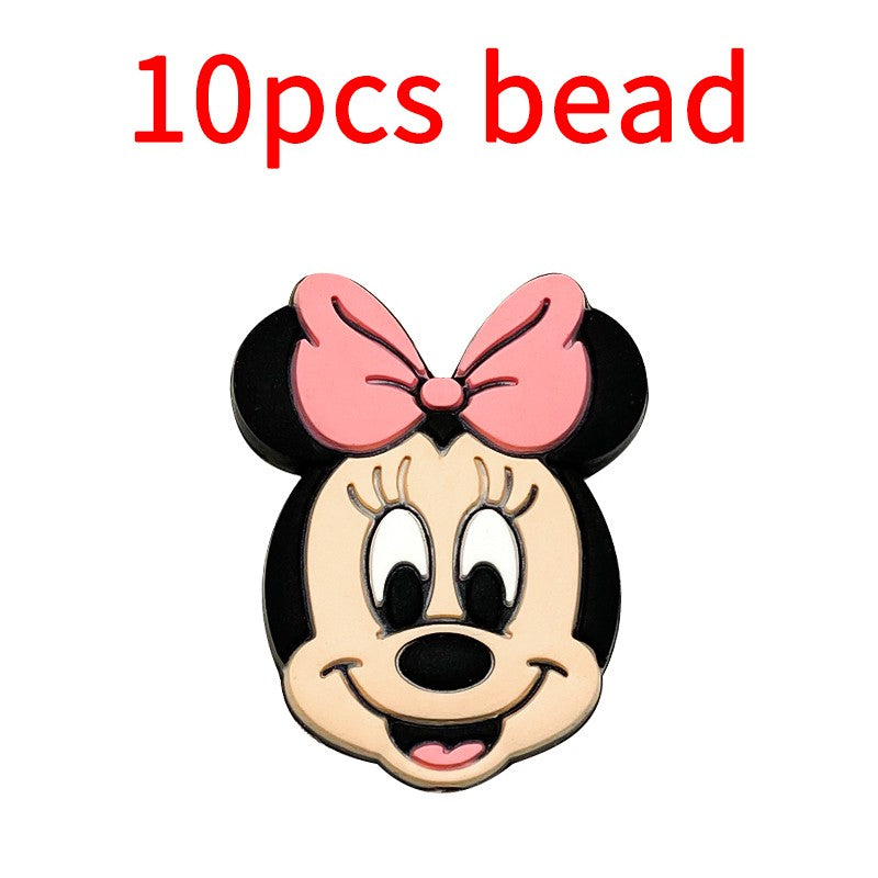 10pcs Mickey Minnie Silicone Pacifier Clips Food Grade Teethers For Baby DIY Baby Soother Nursing Pacifier Chain Accessories