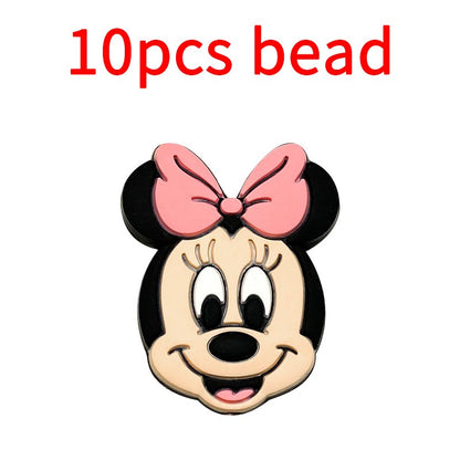 10pcs Mickey Minnie Silicone Pacifier Clips Food Grade Teethers For Baby DIY Baby Soother Nursing Pacifier Chain Accessories