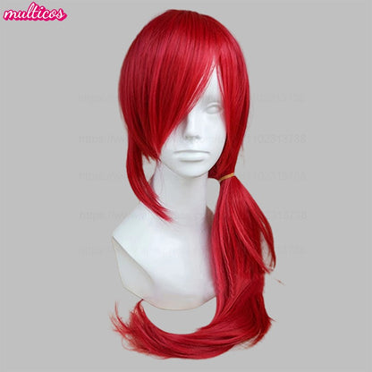 Peruca Xayah Cosplay de Alta Qualidade LOL Cosplay Orelhas Vermelhas Mistas Brancas Resistente ao Calor Perucas de Cabelo Sintético Anime + Touca de Peruca