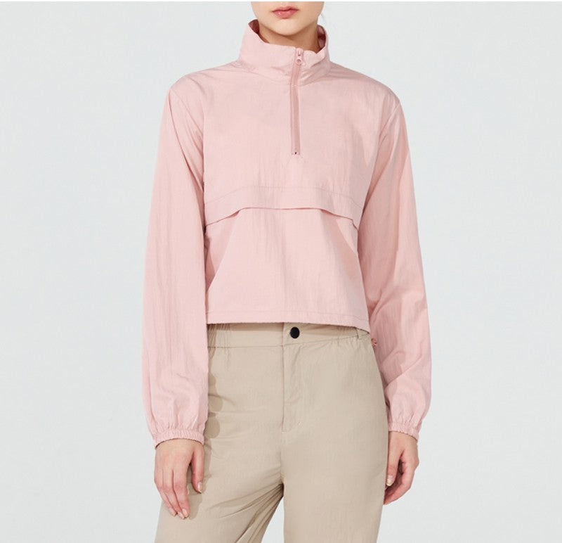 VITALINOVO Women's Athletic Jacket Lightweight Quarter Zip Pullover For Golf Hiking Running Windbreaker UPF50+ Waterproof Jacket