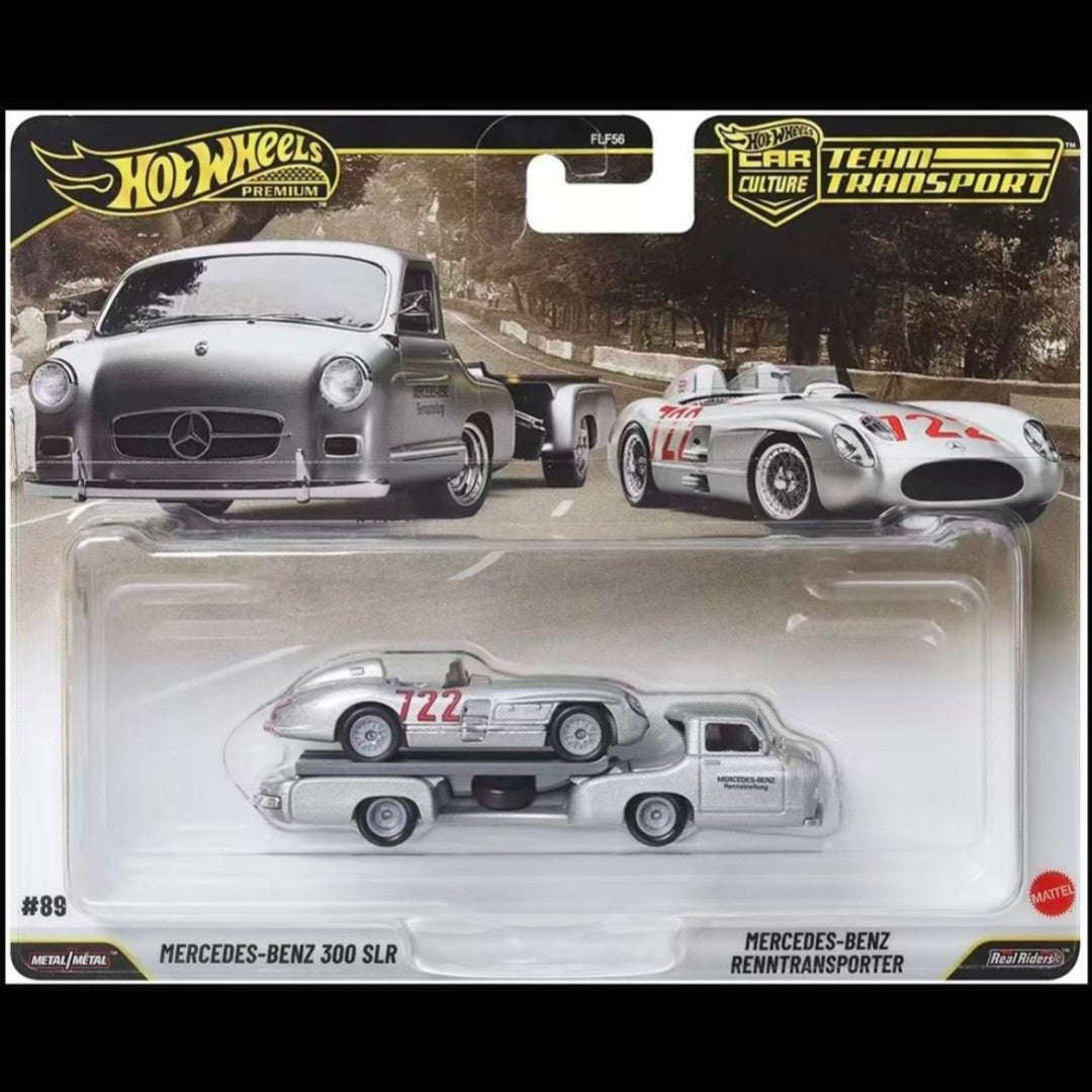 Hot Wheels FLF56 Car Hauler Series Mercedes-Benz 300SLR Corvette Ford Mustang Modelos de Carros Fundidos Carros de Simulação Aniversário Menino Pr