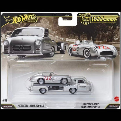 Hot Wheels FLF56 Car Hauler Series Mercedes-Benz 300SLR Corvette Ford Mustang Modelos de Carros Fundidos Carros de Simulação Aniversário Menino Pr