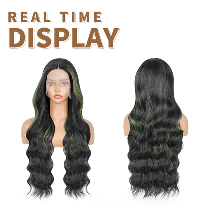 Peruca frontal de renda 13X6 preta com destaque loiro vermelho peruca sintética 13x4 pré-selecionada com linha do cabelo peruca frontal de renda feminina