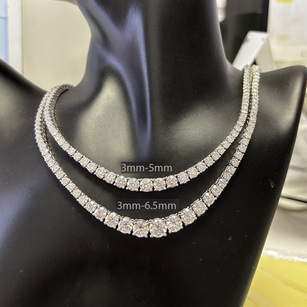 Colar Riviera de Moissanite com Certificado Gradiente de 3-5mm Gargantilha de Prata S925 para Mulheres