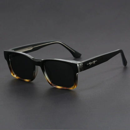 Fashionable Retro Square Black and Leopard Print Full Frame Anti-Uv Sunglasses for Men Japanese Simple Literary Style Shades