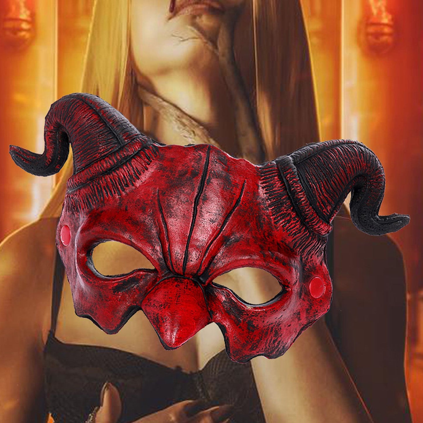 Halloween Sheep-horned Devil Mask Realistic Cosplay Costume Mask for Halloween Themed Party Accessory