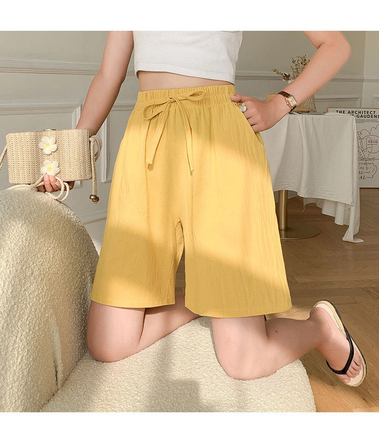 Women shorts Summer Casual Solid Cotton Linen shorts high waist loose shorts for girls Soft Cool female shorts M-3XL