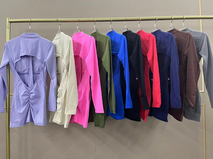 V Back Scrunch One-Piece Suit Push Up Sports Jumpsuit Woman Fitness Zipper Overalls Workout Rompers Women Gym Bodysuits Female